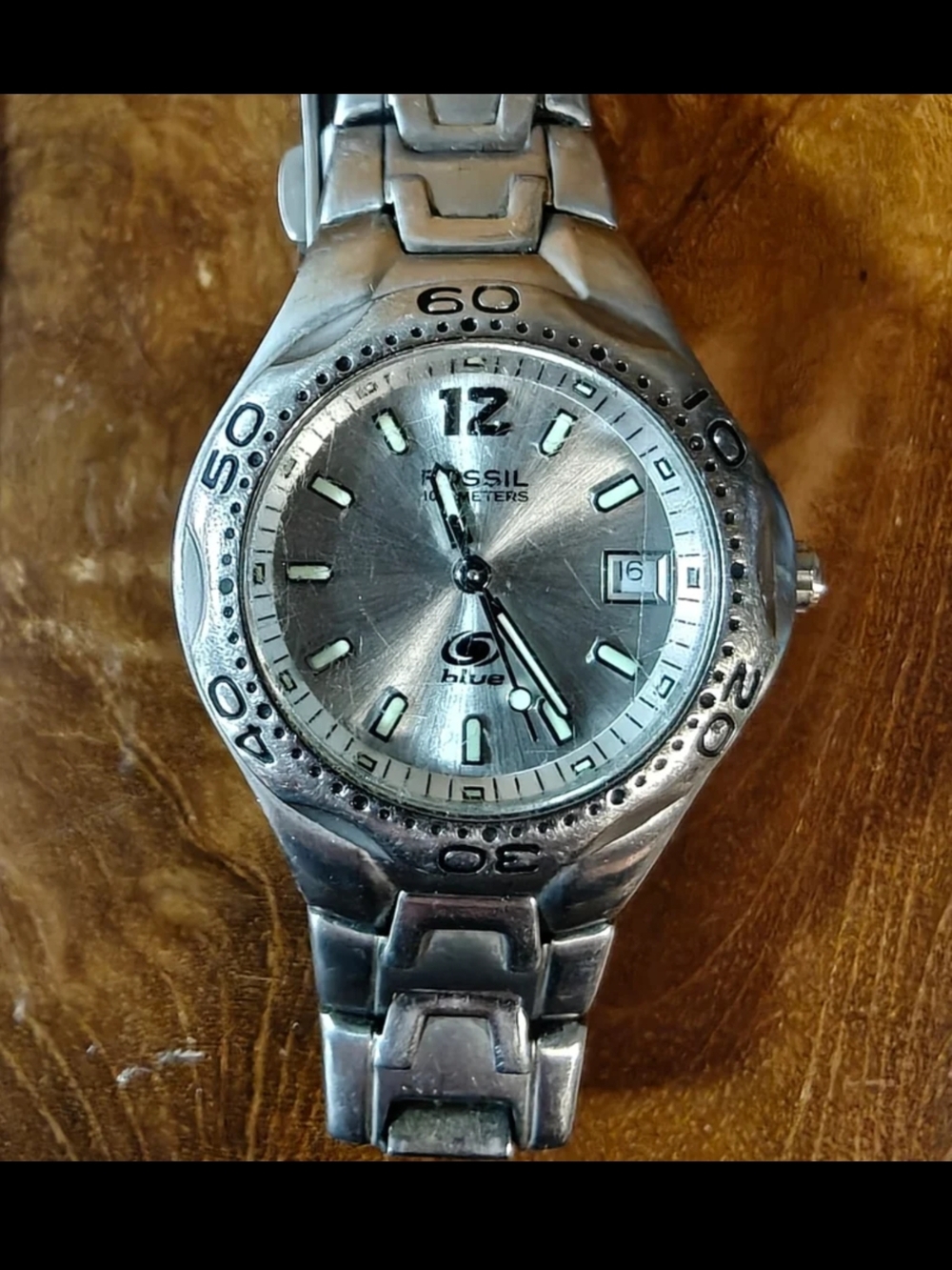 Fossil Blue Watch Vintage Stainless Women's